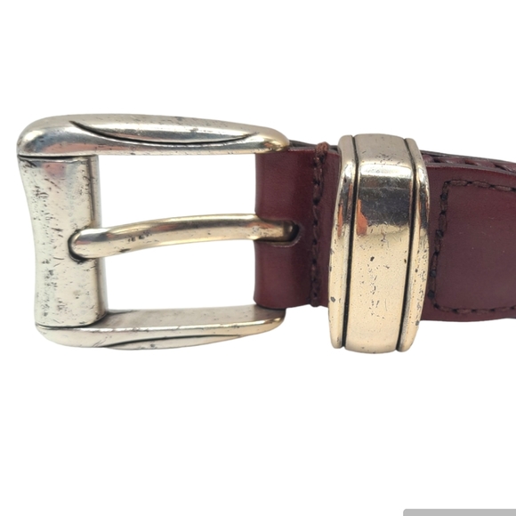Bill Adler Studio Brown Genuine Leather Belt Woven Braid Silver Hardware Men 36 - Picture 6 of 14